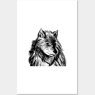 Wolf digital pencil drawing Posters and Art